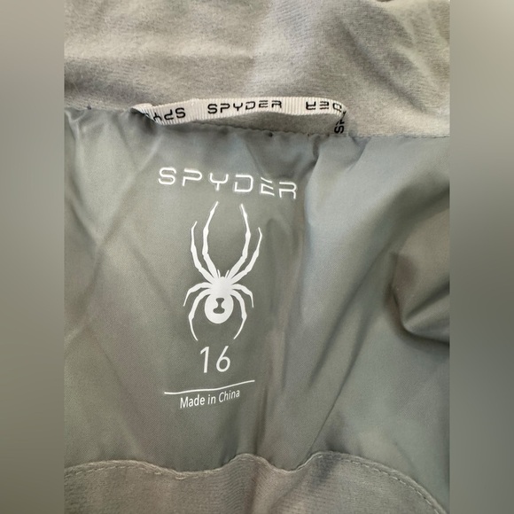 Spyder Girls Puffer Jacket Purple Green Hooded Size 16 - Picture 11 of 16